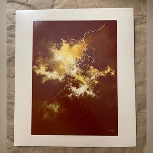 NWT Vintage Jon Gagnon Art Print Green Lightning Landscape